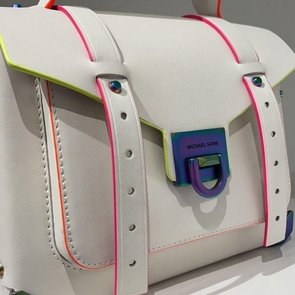 Michael Kors White and Multicolor Accent Bag